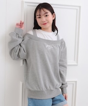 ラメ裏毛オフショル風プルオーバー