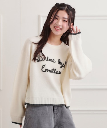 コード風ステッチニットプルオーバー