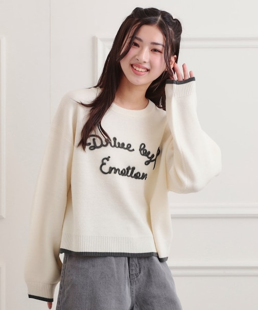 コード風ステッチニットプルオーバー