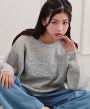 コード風ステッチニットプルオーバー