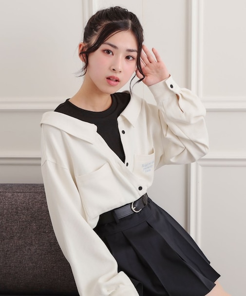 シャツドッキング長袖プルオーバー