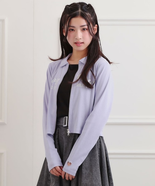 衿付きダブルジップテレコ