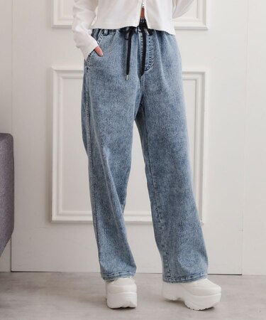 ワンポイント刺繍イージーロングパンツ