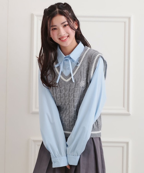 ニットベストドッキングシャツ