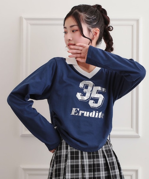 衿付き箔ナンバーロンT