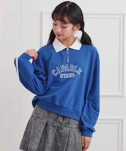 ミニ裏カレッジ衿付きハーフZIPプルオーバー