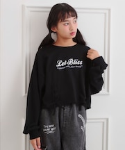レースアップ刺繍裏毛プルオーバー