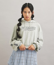 袖ロゴプリント短丈パーカー