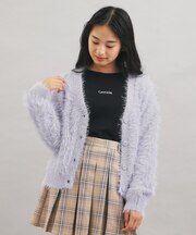 ウォッシャブルロゴシャギーニットカーディガン