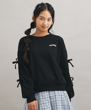 袖リボンハートアップリケプルオーバー