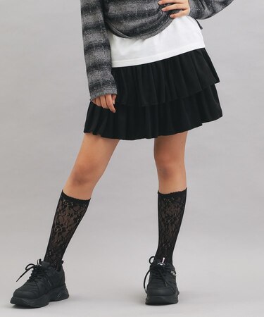 フェイクスエードティアードスカート