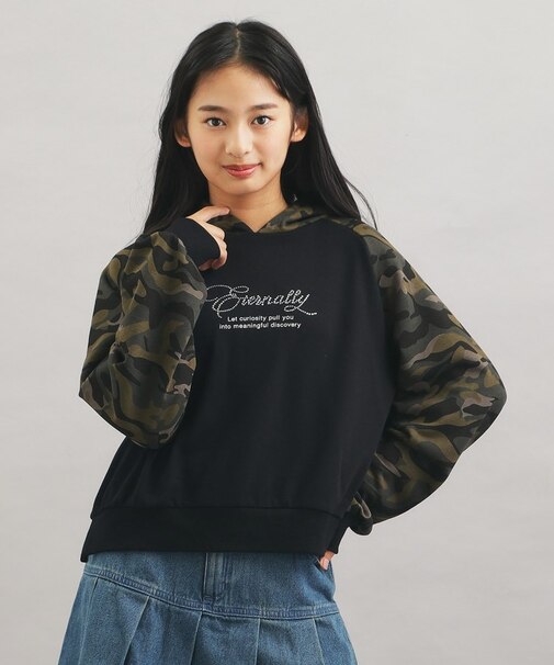 ラグランラインストーンパーカ