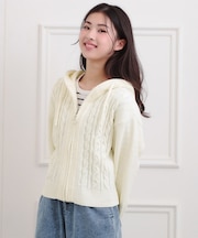モールニットケーブルカーディガン