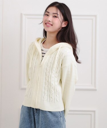 モールニットケーブルカーディガン