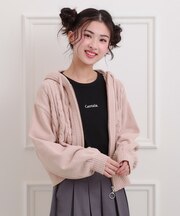 モールニットケーブルカーディガン