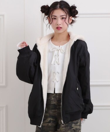 リバーシブルフェイクファーブルゾン