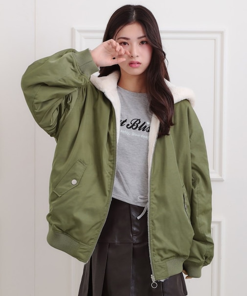 リバーシブルフェイクファーブルゾン