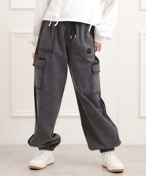 ラインデニムカーゴパンツ