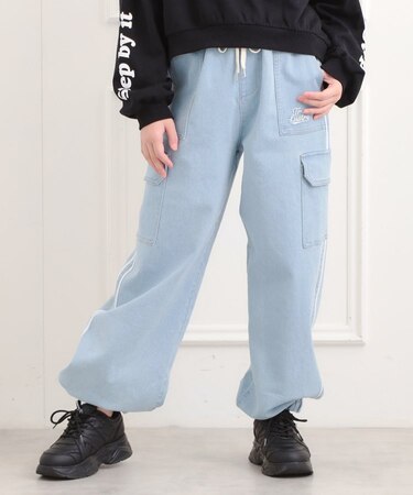 ラインデニムカーゴパンツ