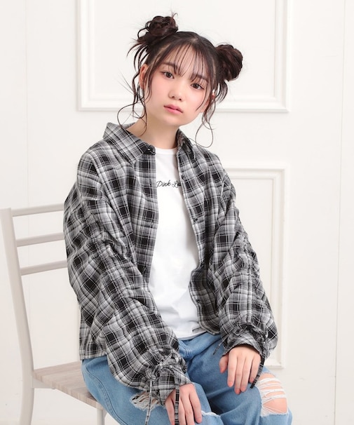 【セットアイテム】起毛チェックシャツ＋ロンT