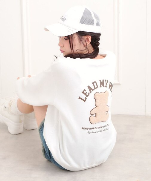 ボアくまちゃんアップリケ裏起毛トレーナー