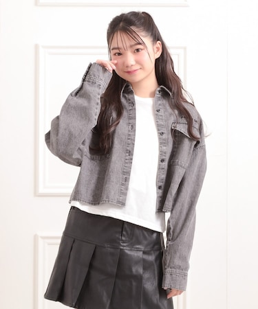 【セットアイテム】短丈デニムシャツ＋ロンT