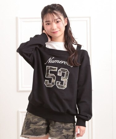 ナンバリングレイヤード風プルオーバー