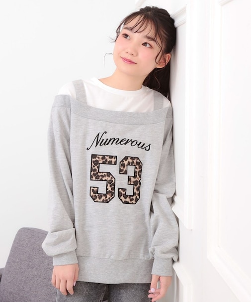 ナンバリングレイヤード風プルオーバー