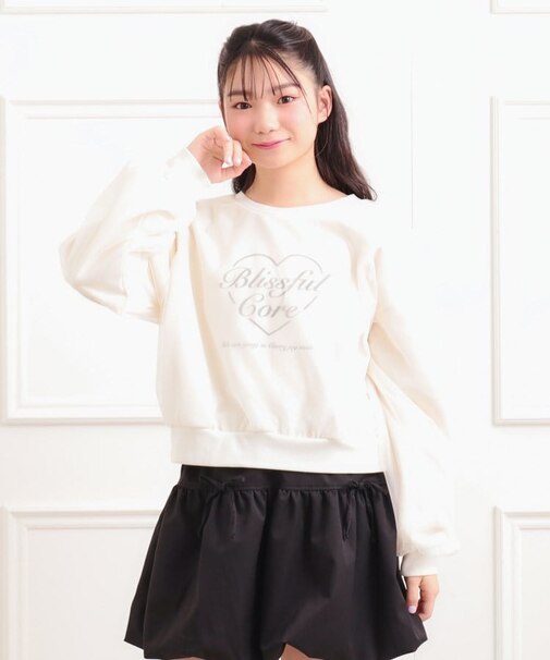 チュール重ねミニ裏毛トレーナー