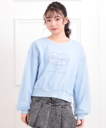 チュール重ねミニ裏毛トレーナー