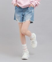 デニムツイルダメージショートパンツ