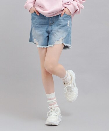 デニムツイルダメージショートパンツ