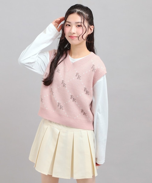 セットアイテム】ニットベスト＋ロンT｜ピンクラテの通販｜&mall