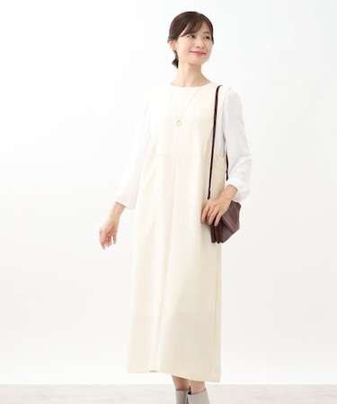 【手洗い可/すっきり見え】大人ジャンパードレス