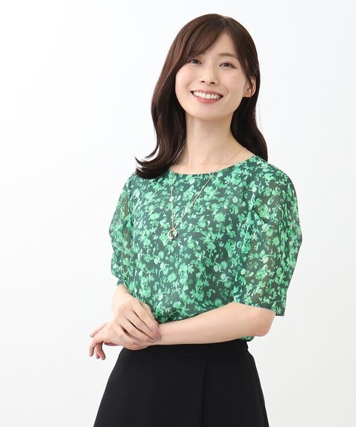 【WEB限定カラーあり／マシンウォッシュ／セットアップ可能】フラワープリントブラウス
