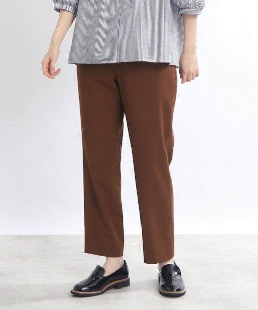 【E‐QUALITY／手洗い可】テーパードストレッチパンツ
