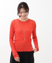 【洗える/インナーにもおすすめ】シアーランダムリブニット