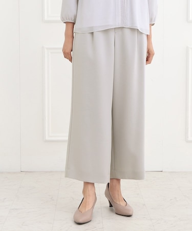【フォーマル/洗える/セットアップ可】タック入りワイドパンツ