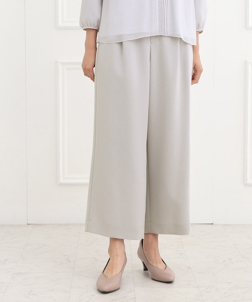 【フォーマル/洗える/セットアップ可】タック入りワイドパンツ