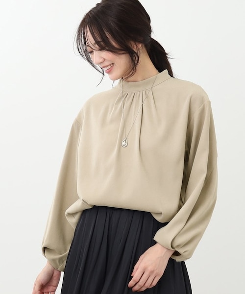 E‐QUALITY／手洗い可】スタンドカラーブラウス｜リフレクトの通販
