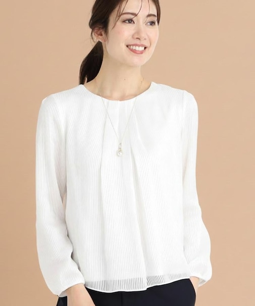 【手洗い可】シアーシャドーストライプブラウス