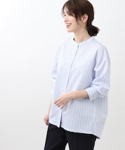 【夏SALE／接触冷感／洗える】ストライプコクーンシルエットシャツ