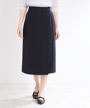 【UVカット／洗える／セットアップ可】ラップ風ナロースカート