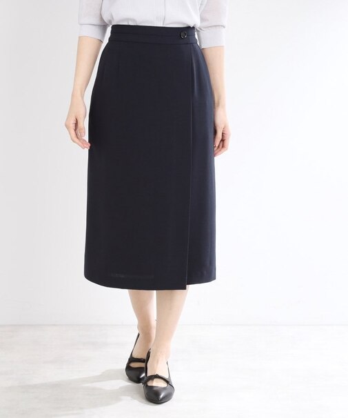 【UVカット／洗える／セットアップ可】ラップ風ナロースカート