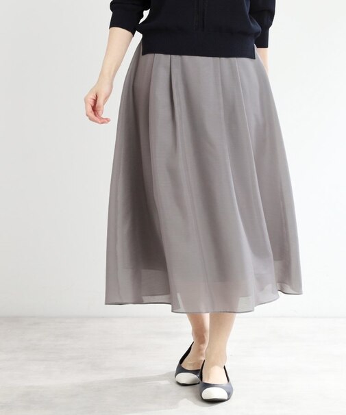 【夏SALE／マシンウォッシュ可／春から夏まで着られる】シアーフレアスカート