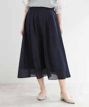 【夏SALE／マシンウォッシュ可／春から夏まで着られる】シアーフレアスカート