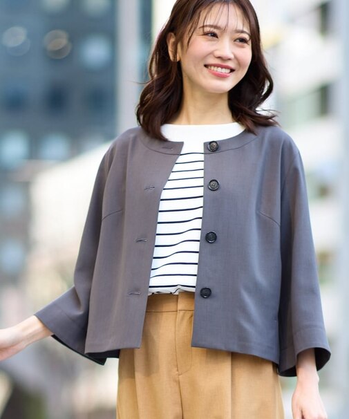 【UVカット／接触冷感／洗える／セットアップ可】クルーネックジャケット