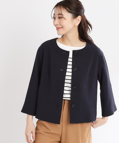 【UVカット／接触冷感／洗える／セットアップ可】クルーネックジャケット