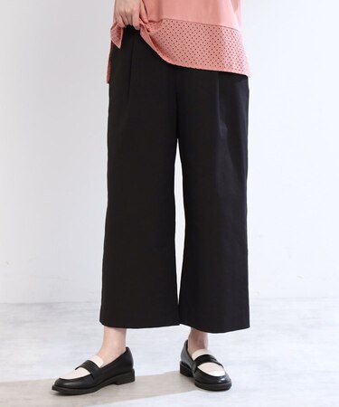 【E‐QUALITY／手洗い可】ワイドクロップドパンツ