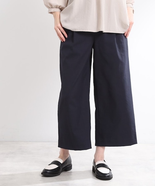 【E‐QUALITY／手洗い可】ワイドクロップドパンツ
